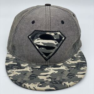 DC Comics Superman Hat Snapback Baseball Cap Men's One Size Camo Gray Basic